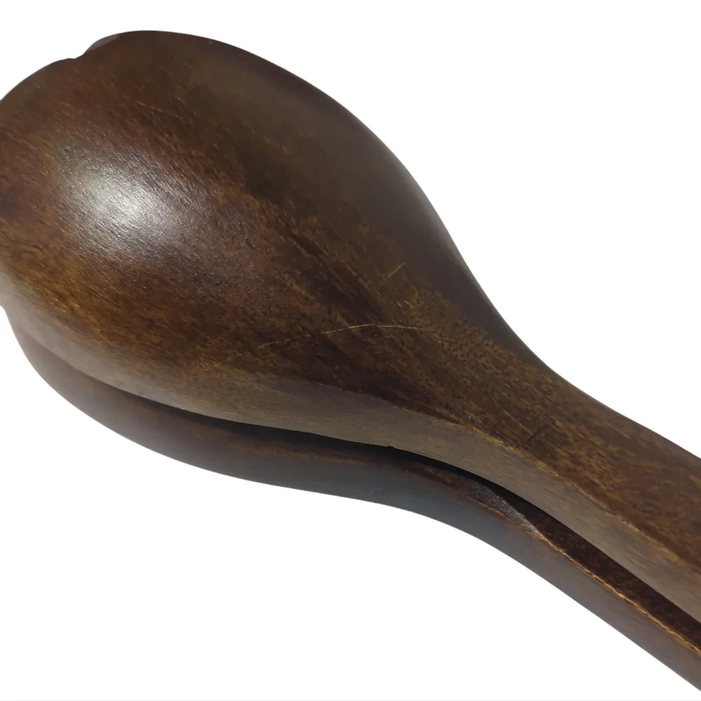 Crate & Barrel Two Tone Wood Black Salad Server Spoon Set